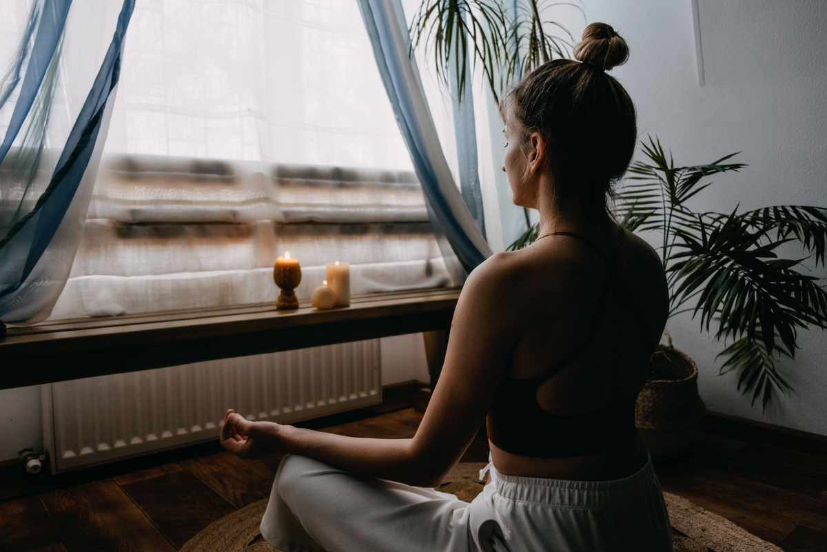 Person Meditating at Home